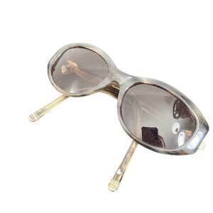 Vtg Brighton Queen of Hearts Tortoise Brown Oval Sunglasses Silver Western